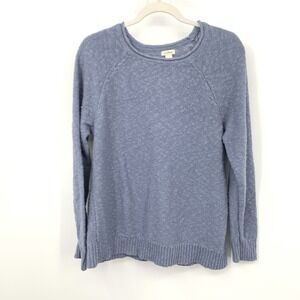 LLL Bean Women Size Medium Tall MT Sweater Blue Pullover Rollneck Top Cotton